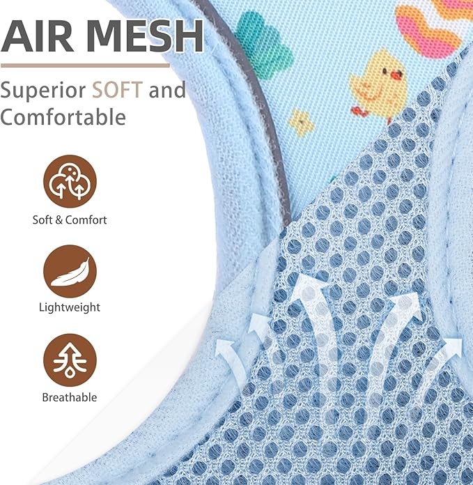 PUPTECK Soft Mesh Dog Harness and Leash Set Pet Puppy Cat Comfort Padded Vest No Pull Harnesses, Easter Blue, M