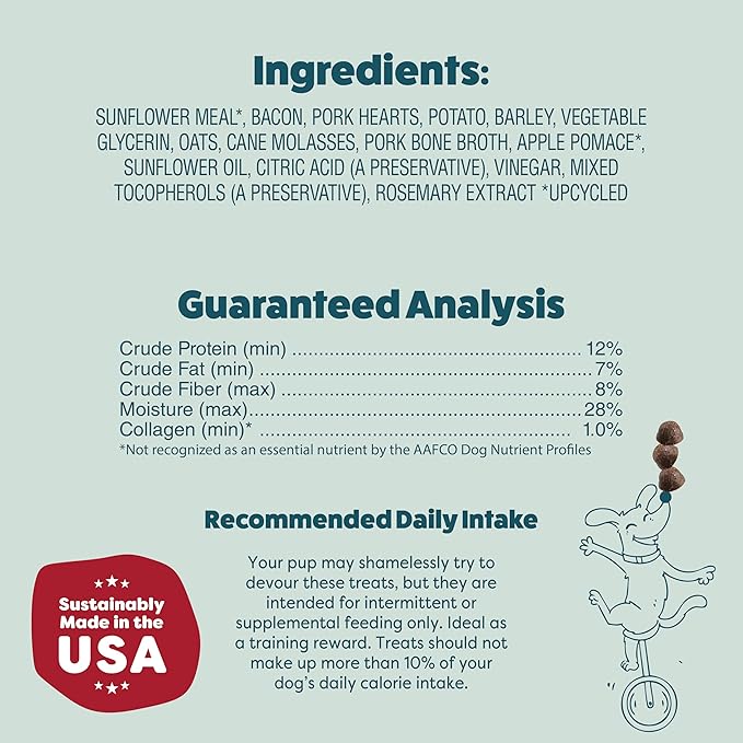 Shameless Pets Dog Training Treats, Bacon Bone Broth Bits - Natural & Healthy Puppy Dog Treats - Soft Training Treats for Dogs with Naturally Occurring Collagen - Medium Dog Treats, 8 oz (Pack of 1)