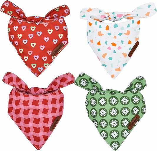 Large Spring Dog Bandanas 4Pack,Dog Scarf,Dog Bandanas boygirl,Premium Durable Fabric,Adjustable Fit,Unique Shape,Suitable for All Kinds of Dogs,Provide Various Sizes(Large)