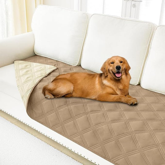 Smiry Waterproof Dog Bed Cover Blanket 30x70, Soft Reversible Pet Blanket, Washable Leakproof Cats Dogs Couch Cover for Sofa, Couch, Furniture, Camel/Beige