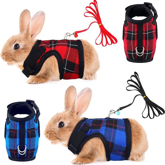 2 Pieces Guinea Pig Harness and Leash with Safety Bell Adjustable Hamster Ferret Harness and Leash Set No Pulling Walking Vest for Ferret Chinchilla and Similar Small Animals(L, 9-10 Inch Chest)