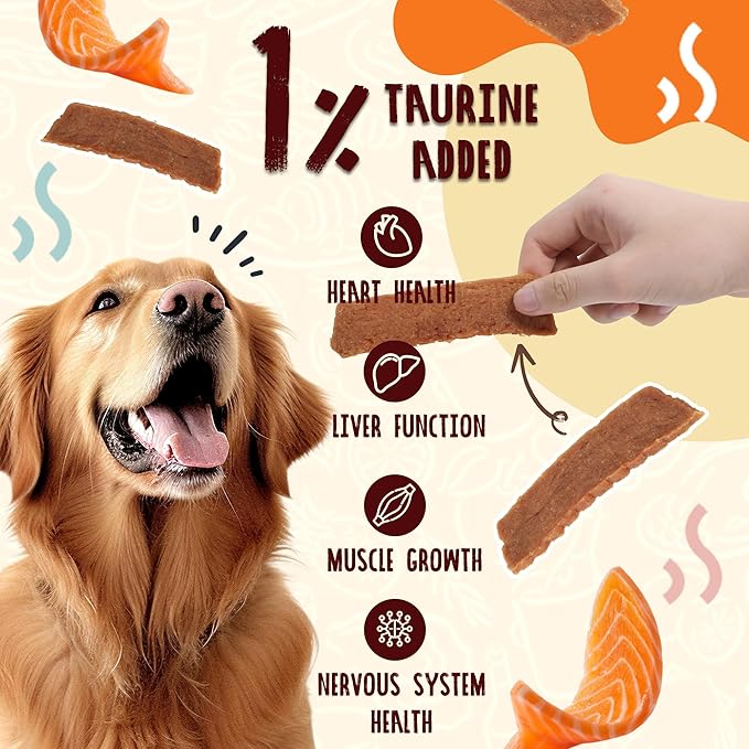 Salmon Treats for Dog, Soft Healthy Dog Salmon Jerky, High Protein Dog Snacks, Human Grade Salmon Fillets with Taurine,12.5oz (Smoked Flavor)