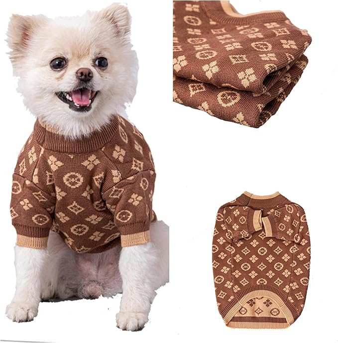 Designer Dog Clothes Sweater Shirt Outfit Small XS Teacup Cute Dogs Puppies French Bulldog Dachshund Chihuahua Cats Maltese Boy Girl (X-Small, Chewypawtton)