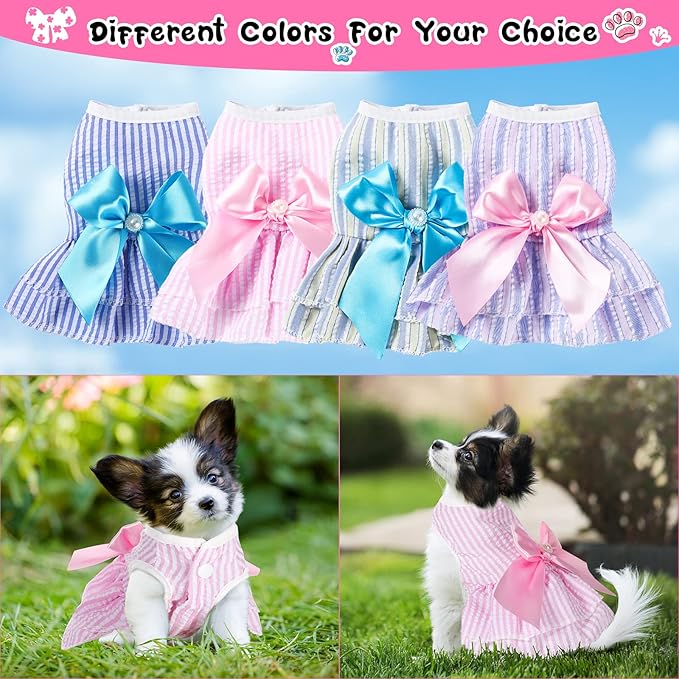 4 Pieces Dog Dresses Dogs Puppy Clothes Summer Princess Pet Dresses Girl Female Doggie Tutu Skirt Apparel for Chihuahua Yorkies Pup Cat Outfit(X-Large)