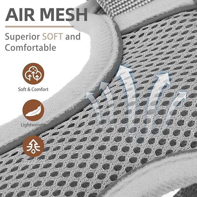 PUPTECK Dog Harness and Leash Set for Small Medium Dogs No Pull, Soft Mesh Adjustable Puppy Cat Harness Reflective at Night, Grey M