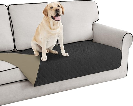 Easy-Going 100% Waterproof Dog Bed Cover Reversible Leak Proof Couch Cover Washable Sofa Cover Furniture Protector Blanket for Pets Kids Children Dog Cat (30x53 Inch, Dark Gray/Beige)