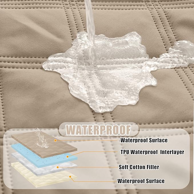 Smiry Waterproof Dog Bed Cover Blanket 68x82, Soft Reversible Pet Blanket, Washable Leakproof Cats Dogs Couch Cover for Sofa, Couch, Furniture, Taupe/Beige