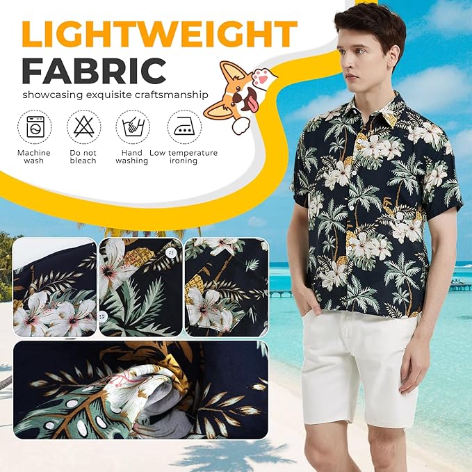 Dog Shirt Hawaiian Dog and Cat Summer T-Shirts Dog Style Floral Breathable Cool Clothes Hawaiian Shirts for Dogs and Cats Owner and Pet Shirts are Sold Separately