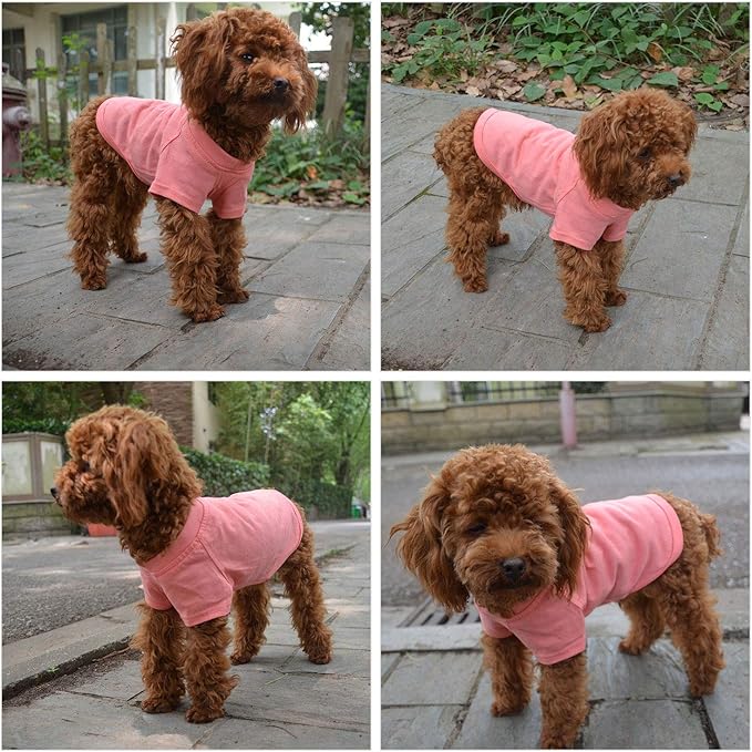 Lovelonglong Pet Clothing Dog Costumes Basic Blank T-Shirt Tee Shirts for Medium Large Dogs Lotus Pink XXL+
