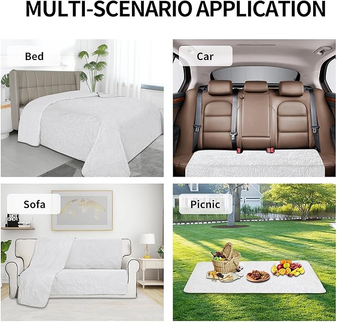 Easy-Going Waterproof Dog Bed Cover Reversible Leak Proof Pet Blanket Replacement Mat for Furniture Washable Couch Cover Sofa Cover for Dogs Cat(30x70 Inch, White/White)