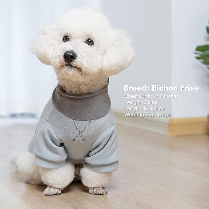 cyeollo 2 Pack Fleece Dog Sweater, Soft Turtleneck Winter Sweater for Small Medium Dogs Male, Warm Dog Sweatshirt, Stretchy Comfortable Dog Clothes, Navy & Light Blue XL