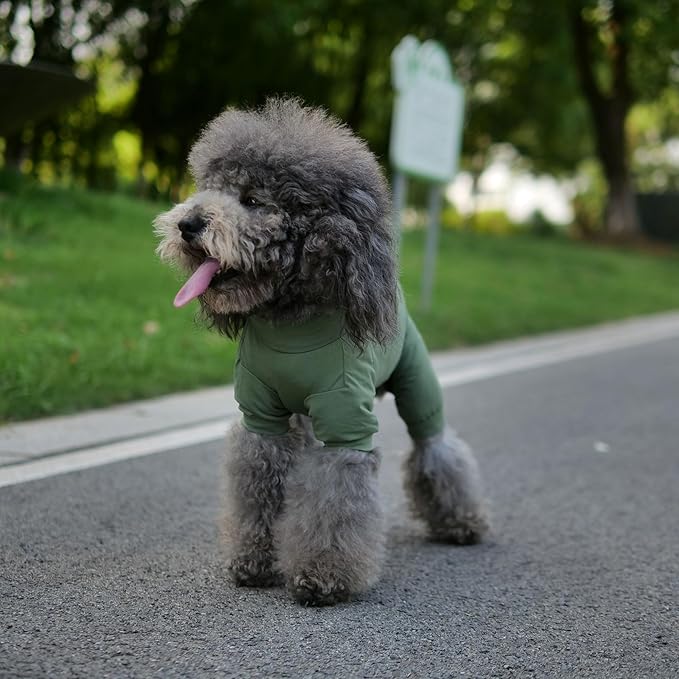 LoveLongLong Dog Jumpsuit with UV Protection and Quick-Dry Fabric for Spring Summer Pet Pajamas Army Green L