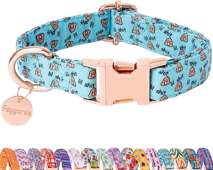 Faygarsle Blue Dog Collar for Small Medium Large Dogs Cute Puppy Collars for Female Dogs Funny Dog Collars for Summer Spring Wedding Necklace Girl Dog Collar S
