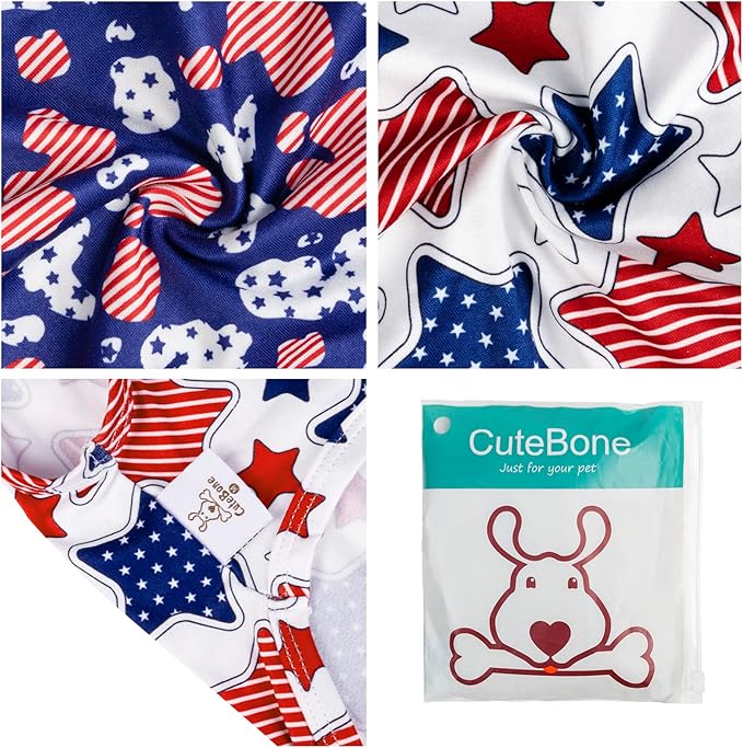 CuteBone 4th of July Dog Shirts 2-Pack Soft Pet Clothes Breathable Summer Vest for Small Puppy and Stretchy Cat Apparel 2BX13XL