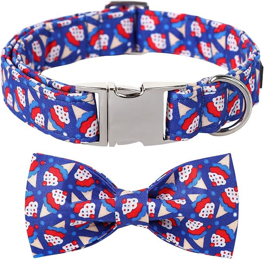 Lionet Paws Design Dogs Collar Cute Adjustable 4th of July Dog Collars for Boy Male Small Medium Dogs with Sundae XS