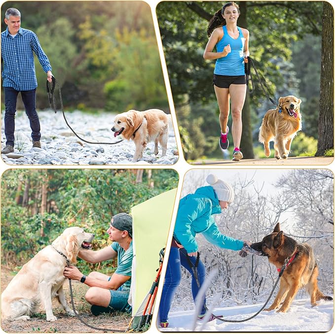 NTR 15FT Heavy Duty Dog Leash, Long Leash with Swivel Lockable Hook,Reflective Threads and Comfortable Handle,Dog Lead for Walking,Hunting,Camping for Medium and Large Dogs