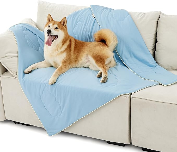 Lesure Premium Cooling Blankets for Large Dogs - Washable Dog Cooling Throw Blanket with Q-MAX>0.4，Durable Self Cooling Pet Mat for Cat, Soft Cooling Summer Blanket for Hot Weather, Blue, 40x50