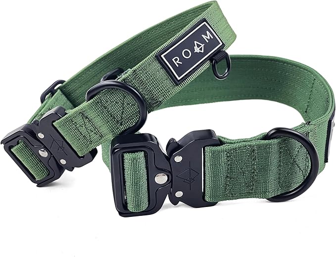 Made to ROAM Premium Dog Collar - Adjustable Heavy Duty Nylon Collar with Quick-Release Metal Buckle (Oregon Haze, Classic Size 2.5, Old Roam Logo)