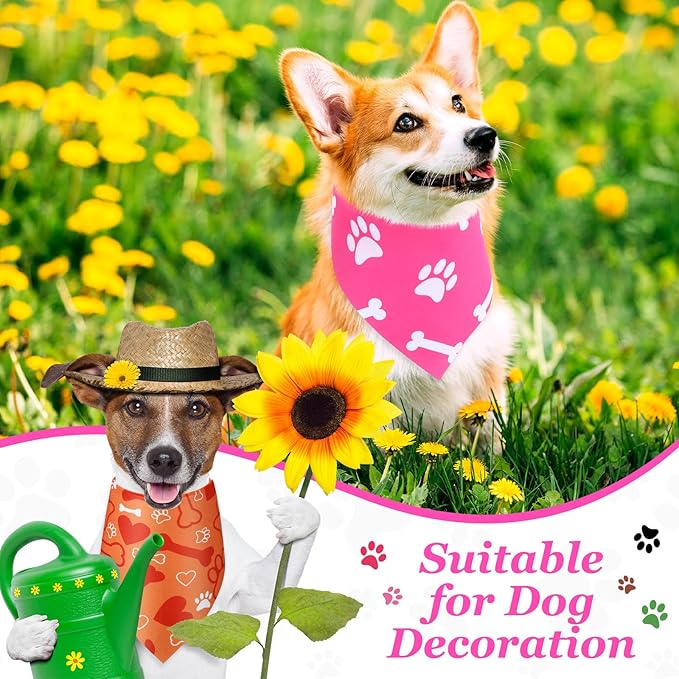 Abbylike 200 Pieces Paw Print Dog Bandanas Bulk Paw Bandanas for Dogs Pets Triangle Kerchief Bibs for Puppy Pet Cats Party Costume Accessories