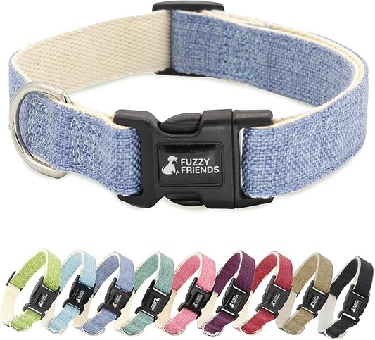 Dark Blue Hemp Dog Collar - Hypoallergenic Dog Collar - Comfortable for Sensitive Skin or Allergies with no Harsh Dyes or Chemicals - 5 Sizes from X-Small to x-Large Breeds