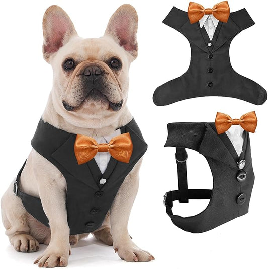 Dog Tuxedo for Wedding Outfit, Dog Suit and Tie Costumes for Birthday, Halloween, Cosplay, Christmas Party, Pet Formal Wear with Bowtie, Tux for Medium Large Dogs, Bulldog, Labrador, Husky
