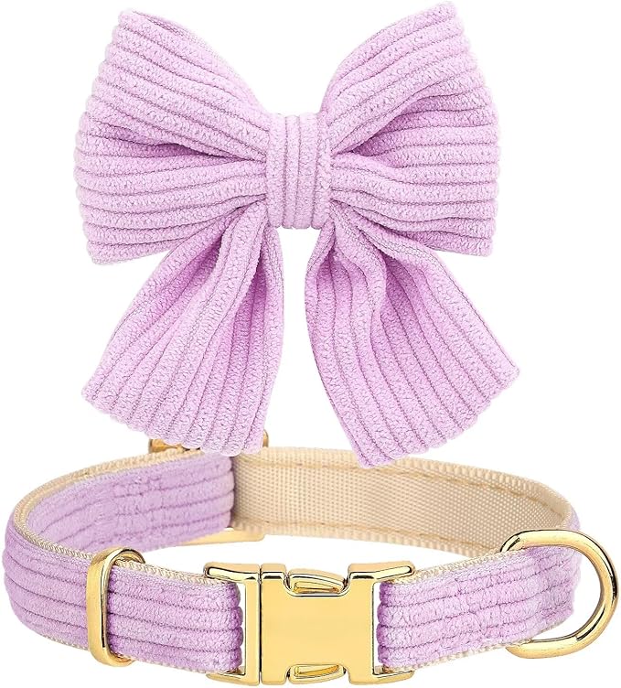 Didog Cute Small Dog Harness Collar & Leash Set, Adjustable Dog Collars and Leashes with Bowtie, Breathable Soft Mesh Padded Dog Vest for Puppies Small Dogs Walking, Purple, S