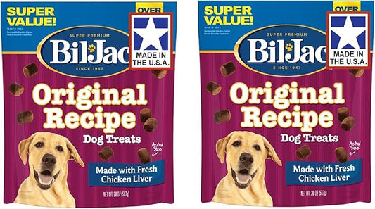 Bil-Jac Dog Treats - Original Recipe Chicken Liver Soft Puppy Training Treat Rewards, Resealable Double Zipper Pouch (Sizes Vary) (2, 20oz)