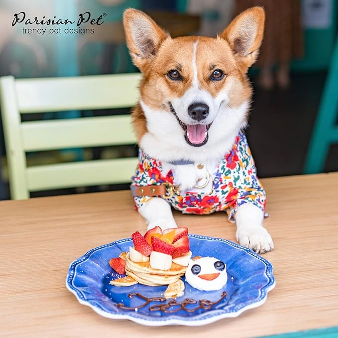 Parisian Pet Floral Pattern Dog Shirt - 100% Cotton Summer Clothes - Stylish Beach Outfit - Hook and Loop Closure - Machine Washable - XL3