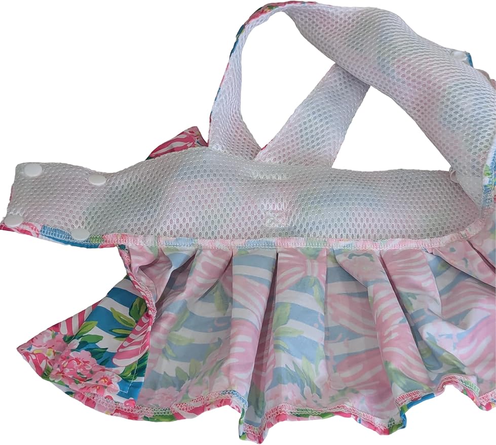 Dog Dress Bow Tie Harness Leash Set Harness Dress for Small Dogs Cute Dog Pet Girl Puppy Summer Clothes for Female Bunny Clothes Yorkie Chihuahua Training Walking (Medium, VanityFur)