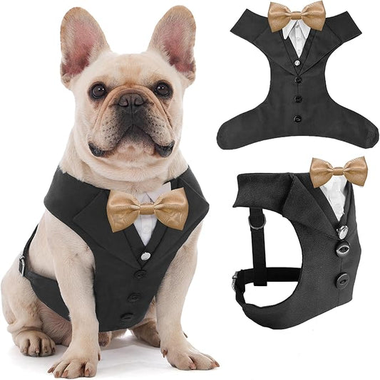 Dog Tuxedo for Wedding Outfit, Dog Suit and Tie Costumes for Birthday, Halloween, Cosplay, Christmas Party, Pet Formal Wear with Bowtie, Tux for Medium Large Dogs, Bulldog, Labrador, Husky