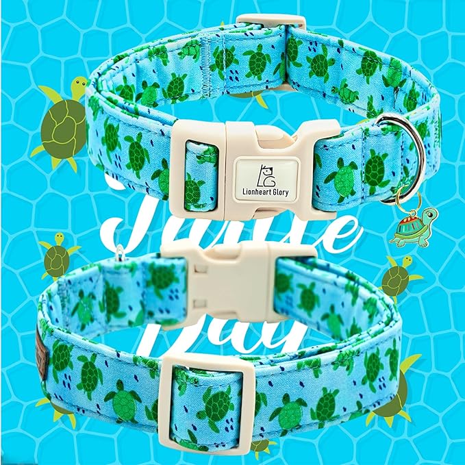 Lionheart glory Dog Collar Blue Sea Turtles Dogs Collar Spring Summer Cute Collars Dog Boy or Girl Soft Durable Adjustable Collars for Medium Dogs Pet Gift