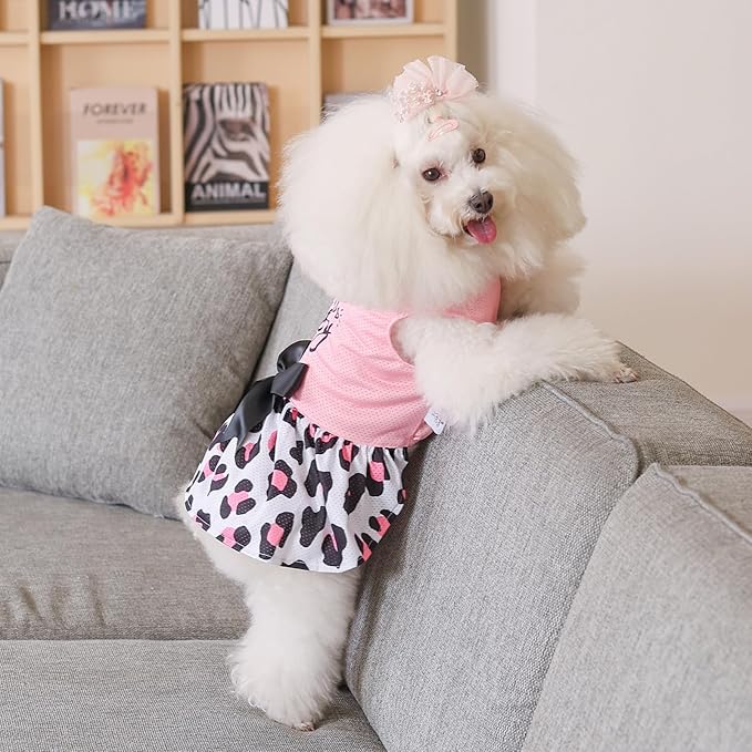 CuteBone Dog Mesh Dress Puppy Sundress Pet Outfit Summer Fashion for Small Dogs Girl Cat Clothes BF30L-D