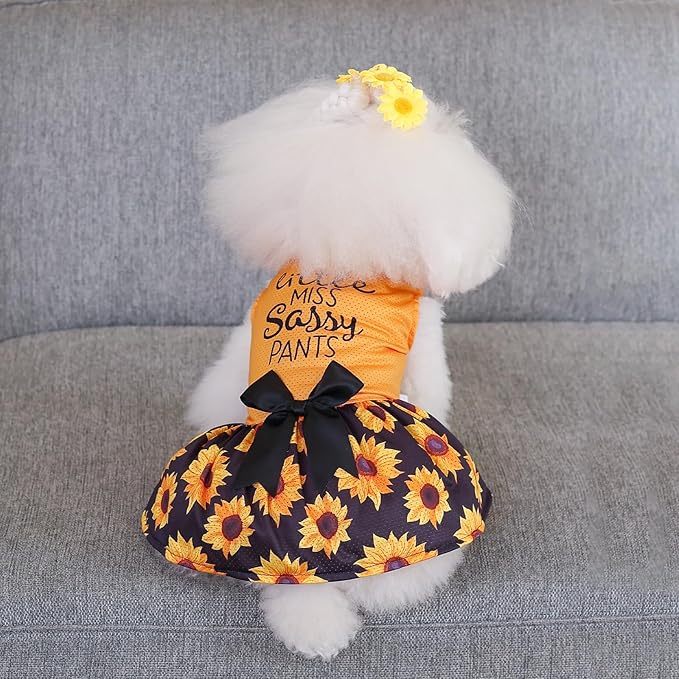 CuteBone Dog Mesh Dress Puppy Sundress Pet Outfit Summer Fashion for Small Dogs Girl Cat Clothes BF32S-D