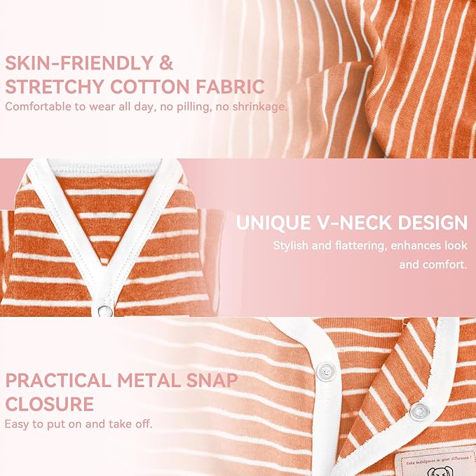 TONY HOBY Female/Male Pet Dog Pajamas Stripes 4 Legged Dog pjs Jumpsuit Soft Cotton Dogs Clothes(XS, Orange+White-Girls)