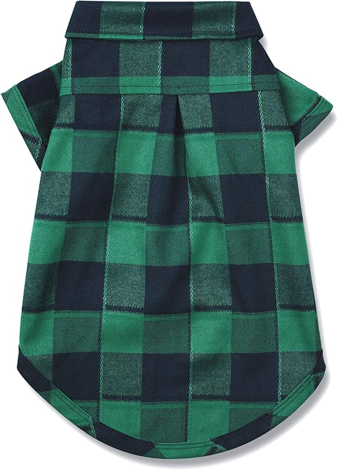 Dog Shirt Plaid Puppy Clothes for Small Medium Large Dogs Cats Boy Girl Kitten Soft Pet T-Shirt Breathable Tee Outfit Adorable Grid Apparel Thanksgiving [Green#1; 5XL]