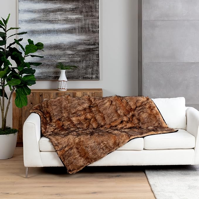 Waterproof Faux Fur Dog Blanket - Waterproof Dog Blanket for Bed, Couch or Dog Crate - Tan [50"x60"]