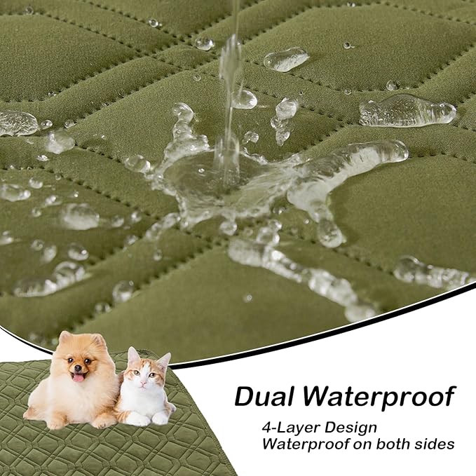 hyha Waterproof Dog Bed Blanket, Soft Pet Blankets, Waterproof Couch Cover for Dogs, Reversible Sofa Covers Washable for Furniture (82x120 Inch, Green/Navy Blue)