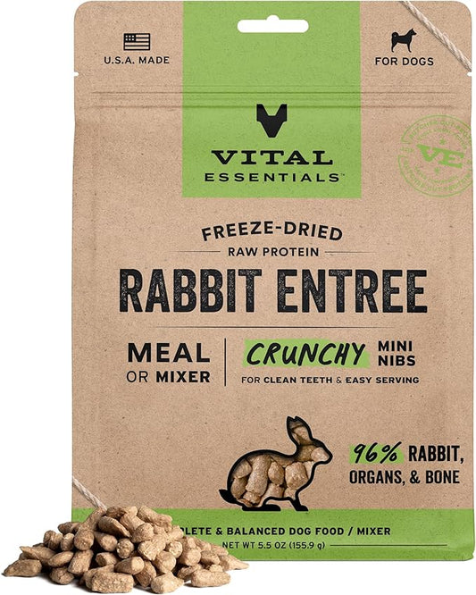 Vital Essentials® Freeze-Dried Raw Rabbit Entree & Mixer Dog Food Crunchy Mini Nibs, 5.5 oz