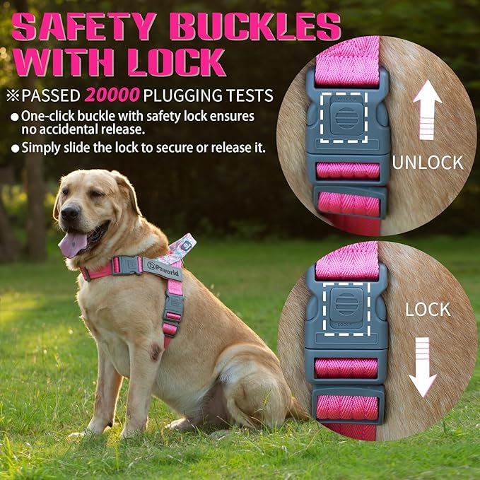 Service Dog Vest, No-Pull Service Dog Harness with 4 PCS Reflective Patches, Dog Vest Harness with Handle, Pet Harness for Small Medium Large Dogs in Training (Pink, XS)