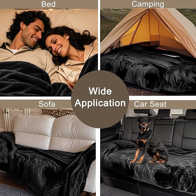 gogobunny Dog Blanket, Waterproof Reversible Sherpa Fleece Throw Blanket, Furniture Cover for Bed, Couch, Sofa Protection from Liquid Pee and Pet Fur of Puppy, Cat (Black, 30x70 inches)