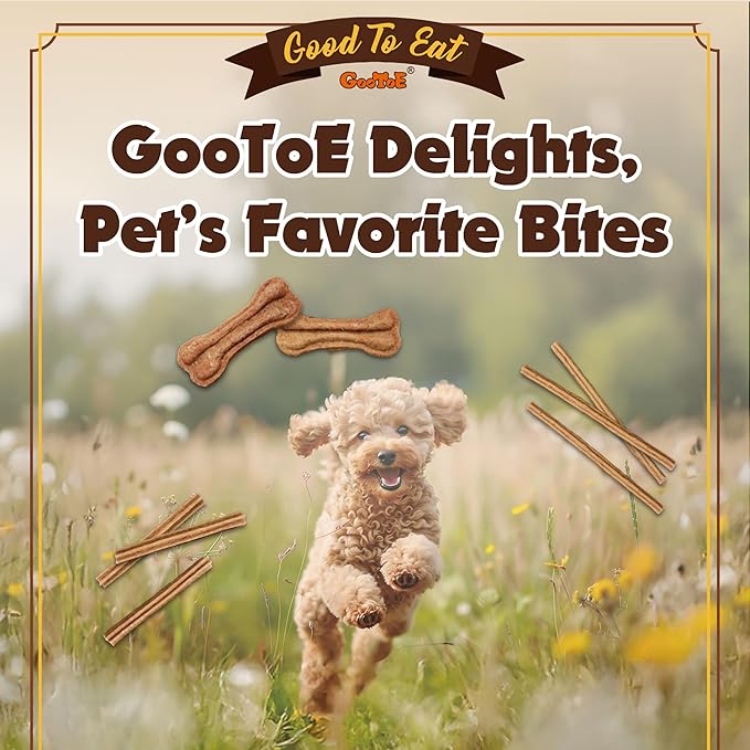 Gootoe Buffalo Dog Treats, Buffalo Bites Stick (Large) 8oz - Natural Low-Fat Chews for Training & Rewards, Limited Ingredient, Perfect for Medium Dogs, Resealable Bag