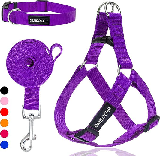 No Pull Dog Harness - Adjustable Step-in Harness & Leash Set for Small, Medium, Large Dogs - Escape Proof Soft Pet Harness for Walking, Training, Hiking, Outdoor Activities