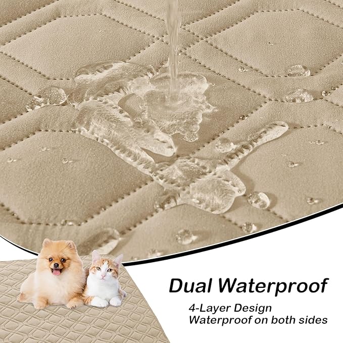hyha Waterproof Dog Bed Blanket, Soft Pet Blankets, Waterproof Couch Cover for Dogs, Reversible Sofa Covers Washable for Furniture (40x50 Inch, Taupe/Beige)
