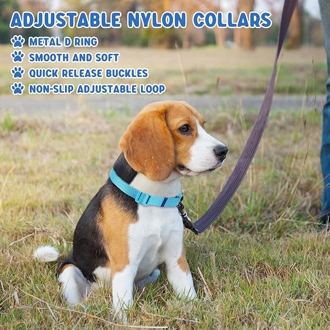 Amylove 27 Pcs Dog Collar Bulk Adjustable Nylon Puppy Collar for Small Medium Large Dogs Multiple Pet with Quick Release Buckle for PET Travel Walk Daily(Medium,Bright Colors)