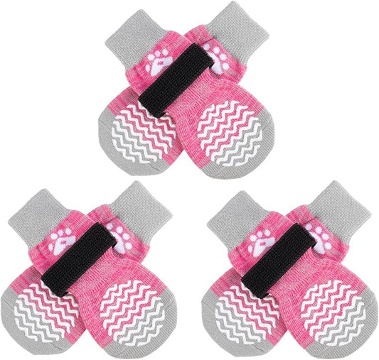 PUPTECK Non-Slip Dog Socks Double Sides Grips for Hardwood Floors Prevents Licking, Dog Shoes for Hot Pavement Booties for Senior Small Medium Large Dogs