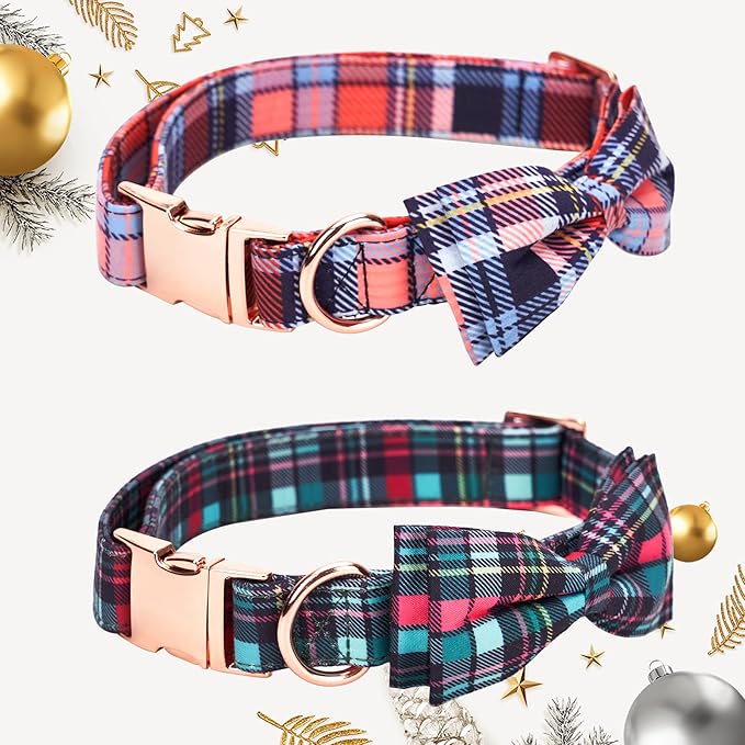 Adjustable Bow Tie Dog Collar Printed Cute Patterns Spring Summer Soft Pet Collars for Small Medium Large Dogs