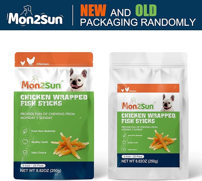MON2SUN Rawhide Free Dog Treats Chicken Wrapped Cod Sticks for Small Dogs Healthy Training Treats Soft Snacks (8.82 Ounce -Pack of 1)