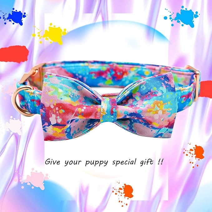 Lionheart glory Dog Collar, Colorful Dog Collar with Bow, Bowtie Collar Cute Pet Collar Gift for Small Medium Large Dog