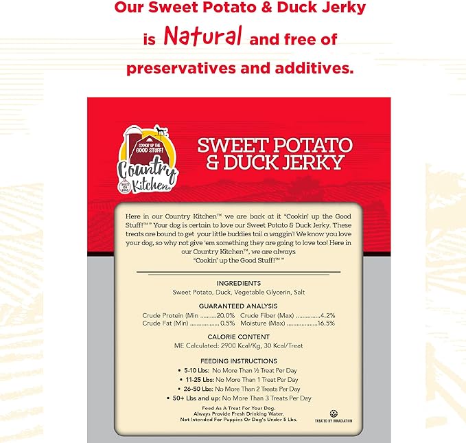 Sweet Potato & Duck Jerky Tender Dog Treats, Made with Real Duck, High Protein, Low Fat, No Artificial Colors, 16 oz