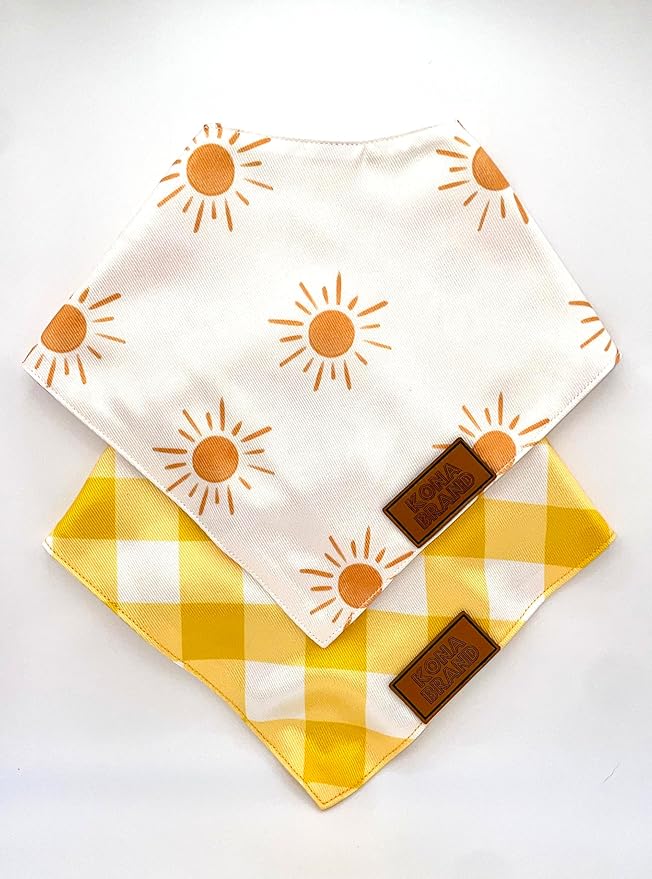 KonaBrandCo- Premium Handmade Dog Bandana | Dual Layered Silky Durable Polyester Fabric | Adjustable Fit Custom Shape- Won't Roll (Large, FINLEY)